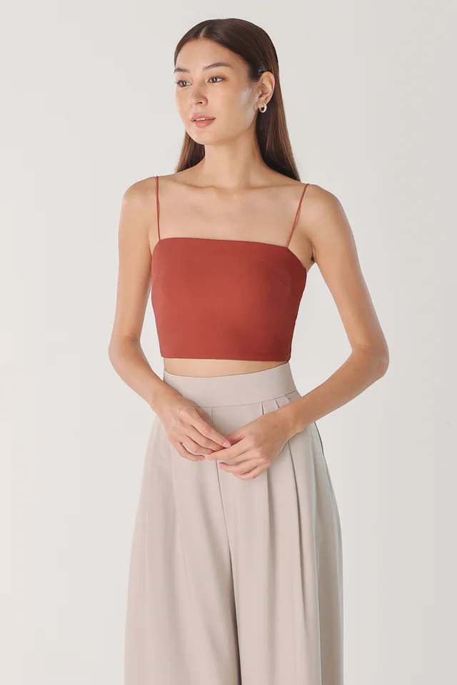 AELLA PADDED CAMI TOP - CROPPED (BRICK)