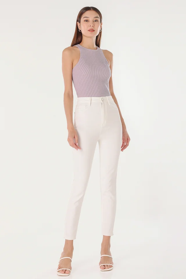 SCULPTED DENIM SKINNY JEANS (WHITE) - PETITE