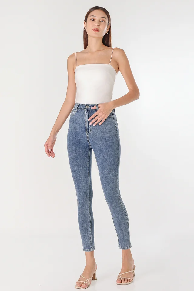 SCULPTED DENIM SKINNY JEANS (MID WASHED) - REGULAR