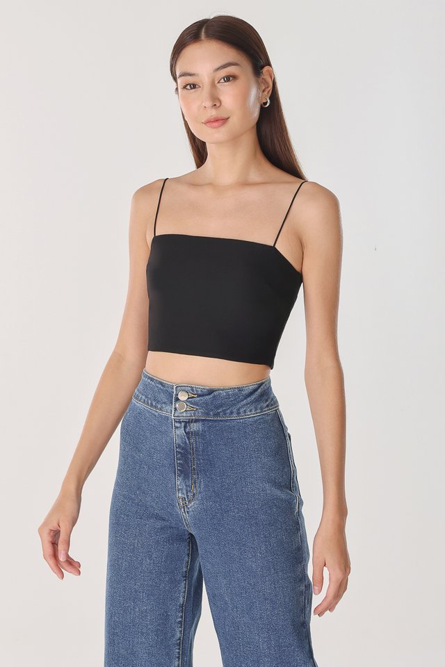 AELLA PADDED CAMI TOP - CROPPED (BLACK)
