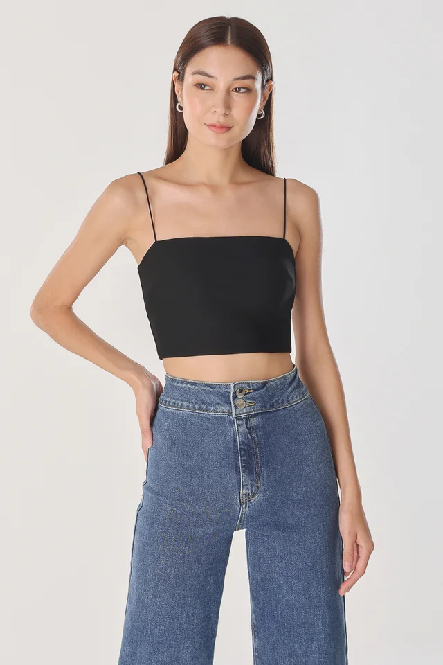 AELLA PADDED CAMI TOP - CROPPED (BLACK)