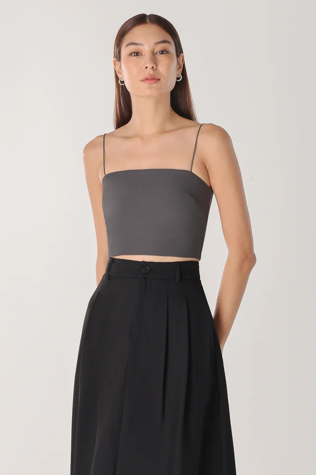 AELLA PADDED CAMI TOP - CROPPED (GUNMETAL)