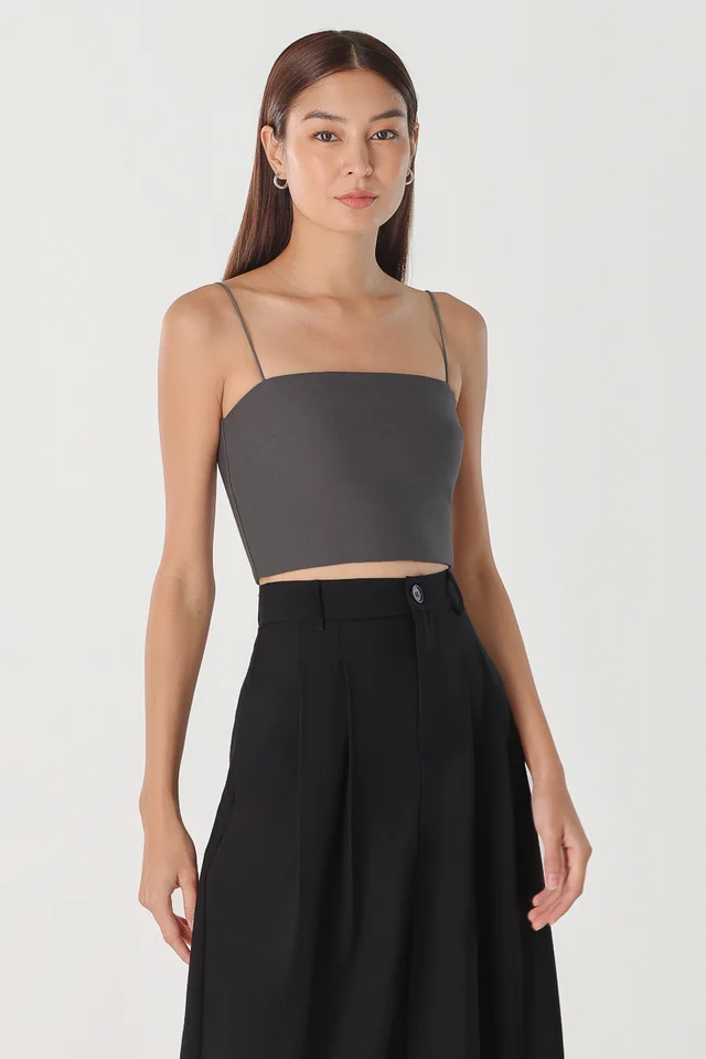 AELLA PADDED CAMI TOP - CROPPED (GUNMETAL)