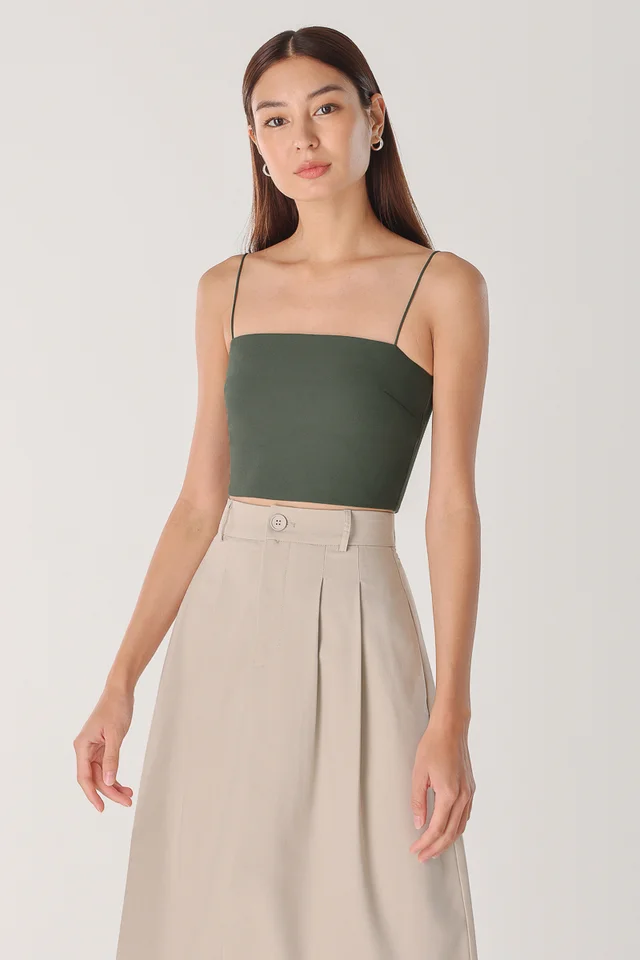 AELLA PADDED CAMI TOP - CROPPED (FOREST)