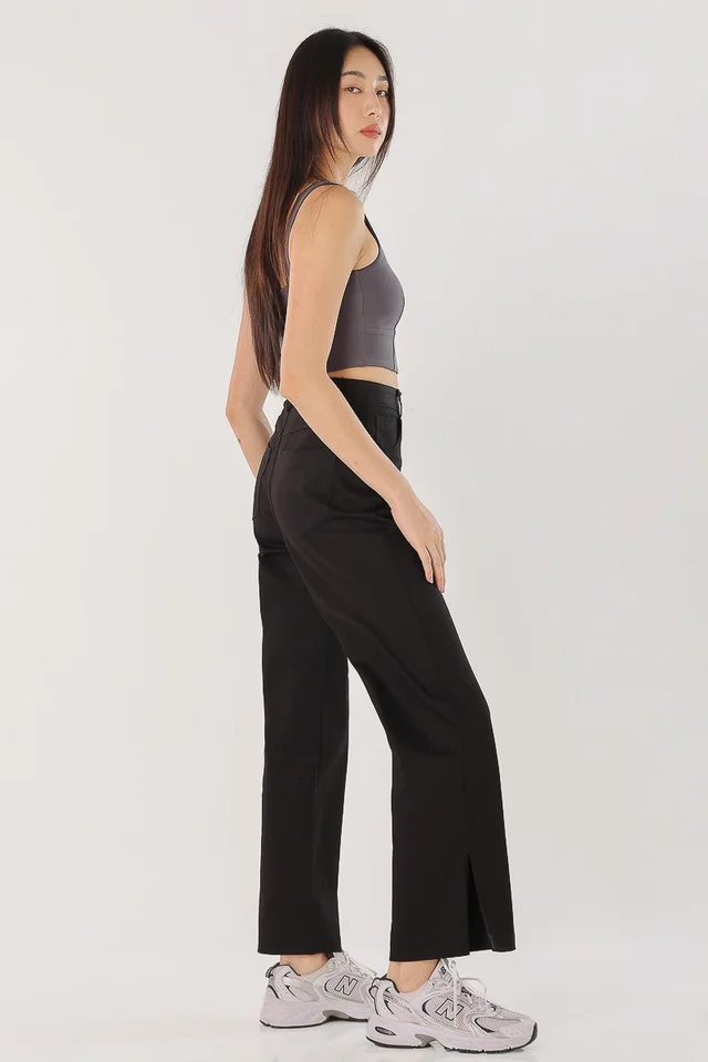 SIDE CHICK SIDE SLIT DENIM JEANS (BLACK)