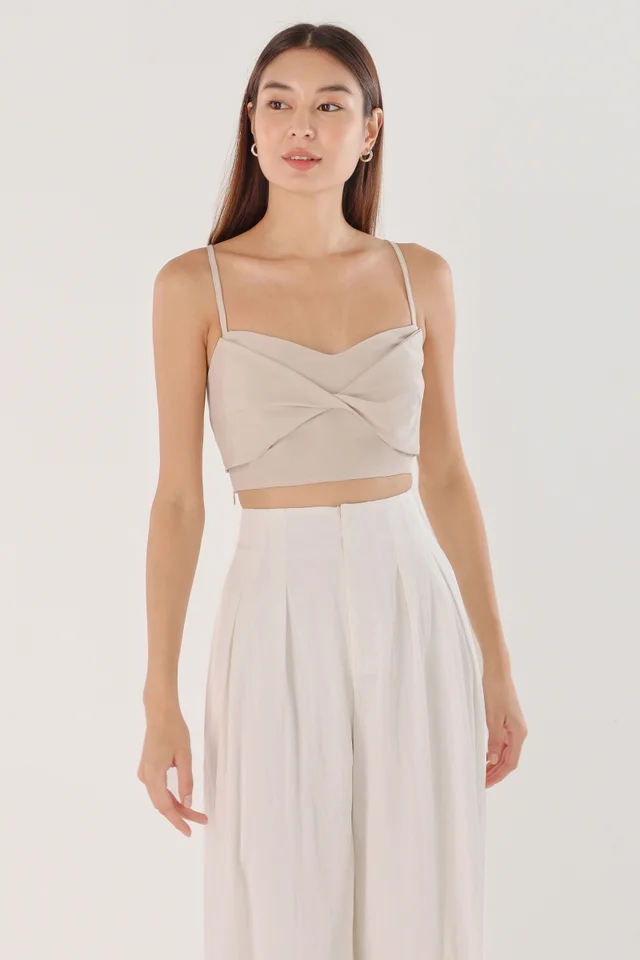 KYLIE PADDED TWIST FRONT TIE-BACK TOP (OAT)