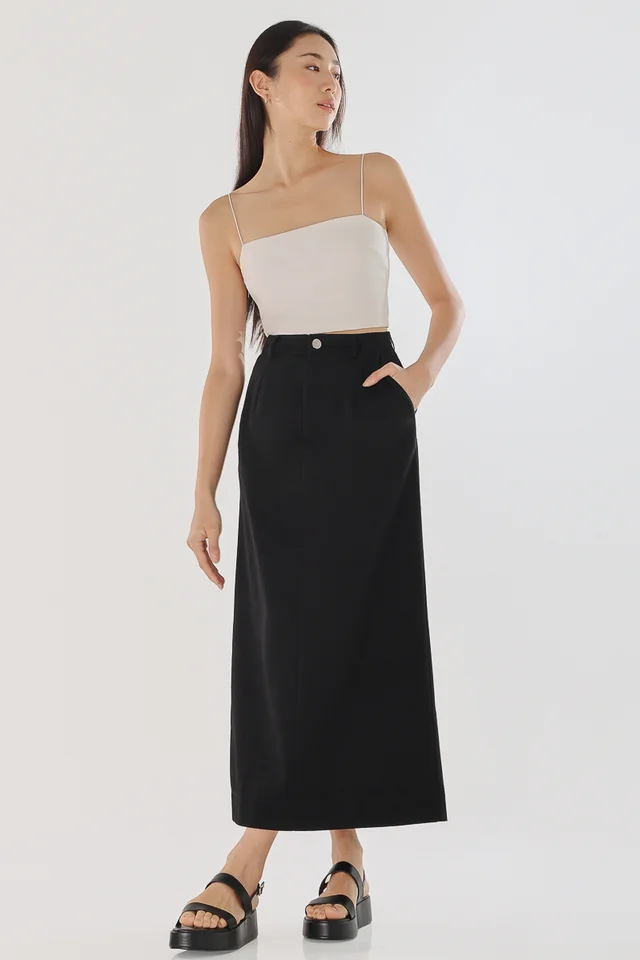 MELANIE STRAIGHT FIT MAXI SKIRT (BLACK)