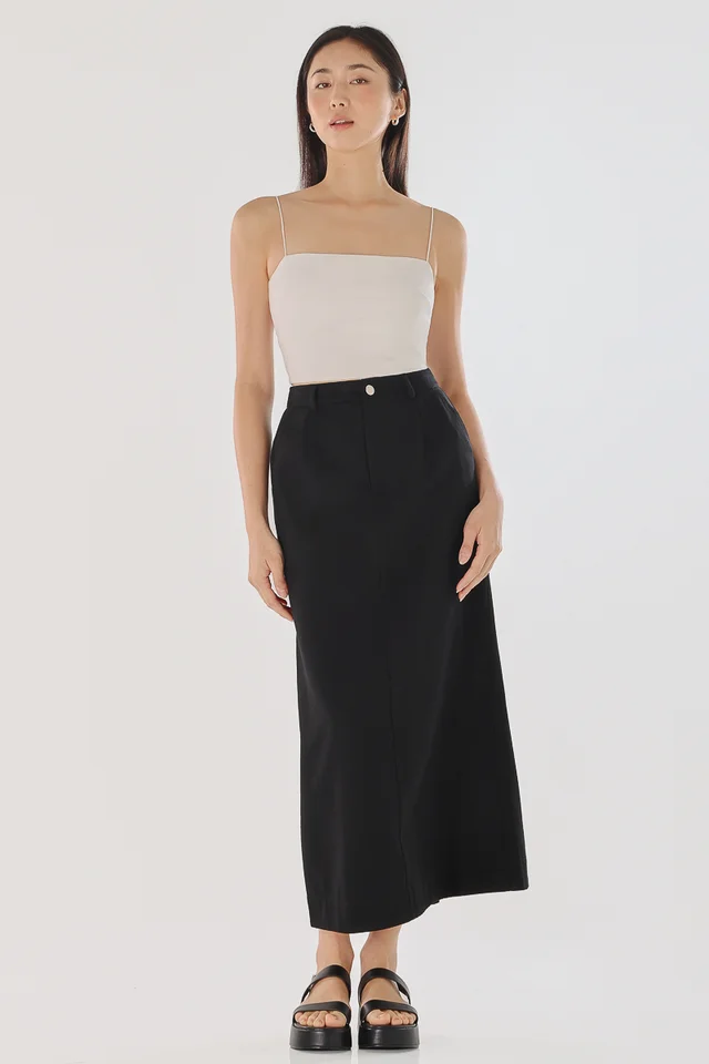 MELANIE STRAIGHT FIT MAXI SKIRT (BLACK)