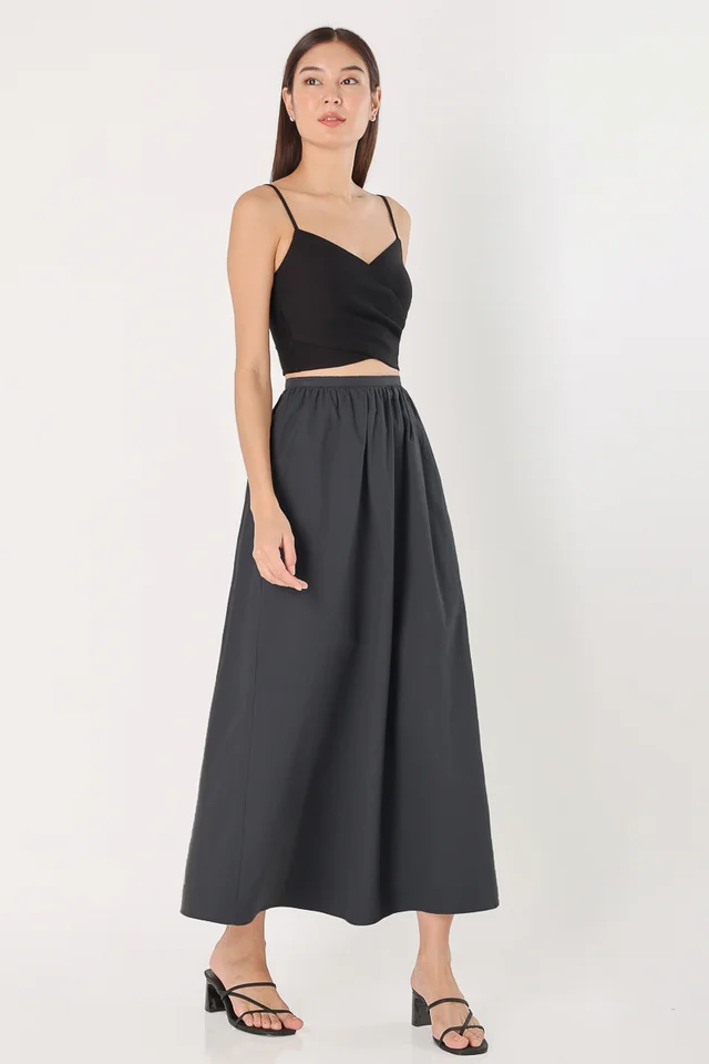 MELORA COTTON FLARE MAXI SKIRT - REGULAR (AZURE GREY)