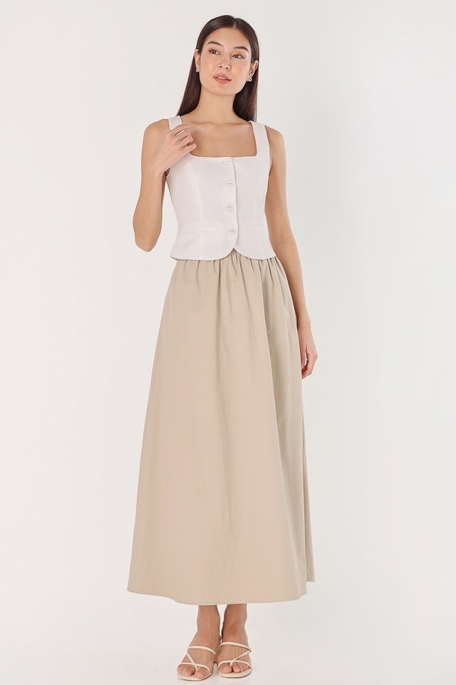 MELORA COTTON FLARE MAXI SKIRT - REGULAR (KHAKI) 