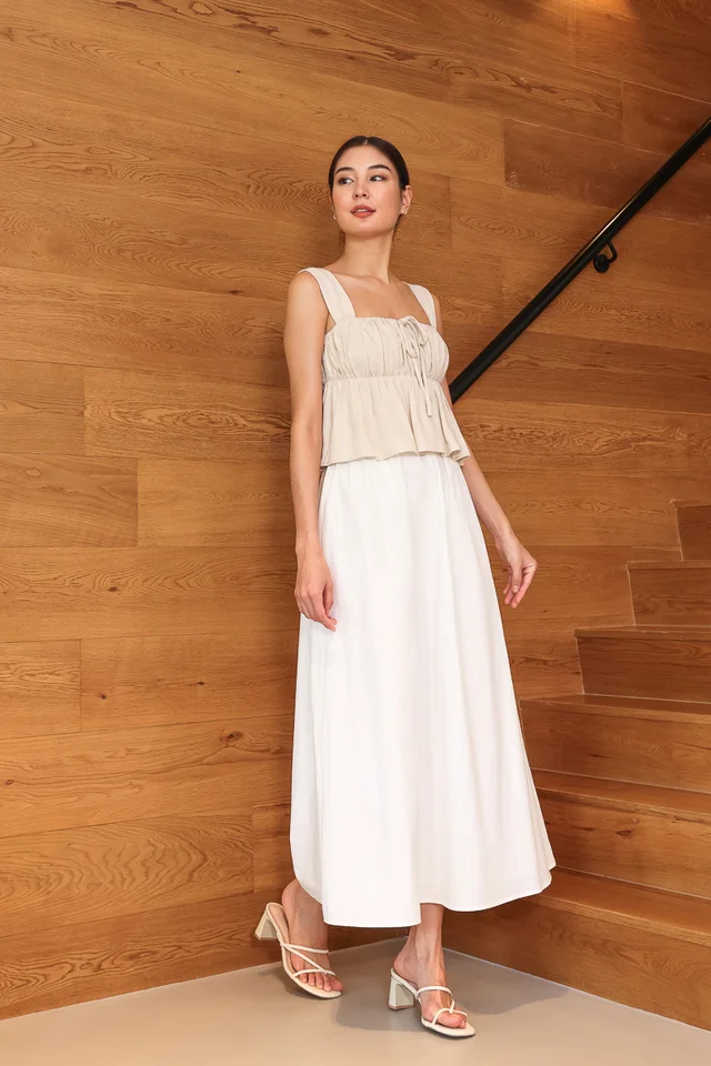 MELORA COTTON FLARE MAXI SKIRT - REGULAR (WHITE)