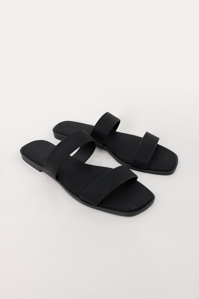 ASHLEIGH DOUBLE STRAP SANDALS (BLACK)