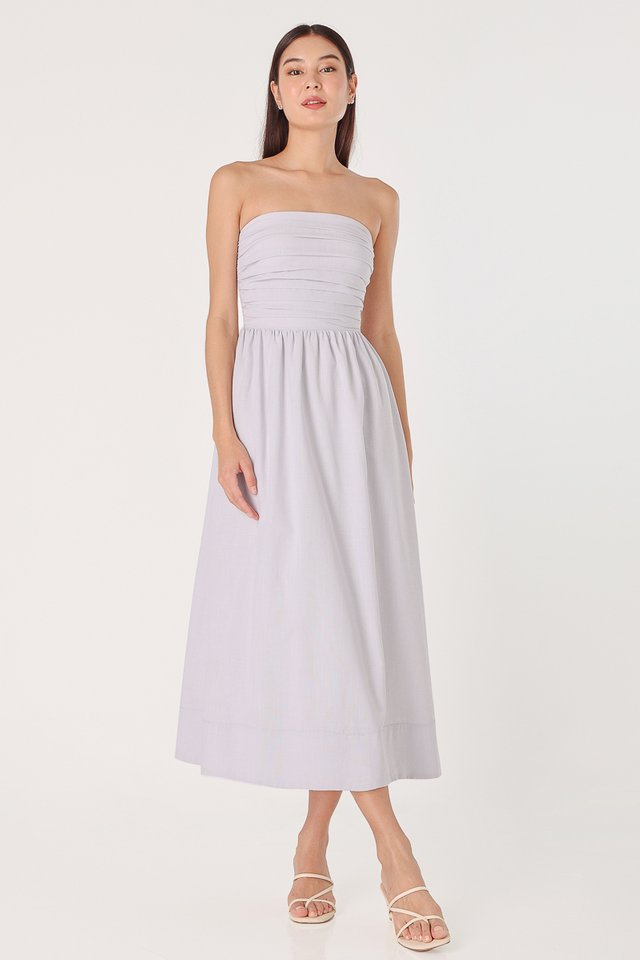 FIONA PADDED TWO-WAY RUCHED THICK HEM MIDAXI DRESS (TARO) 