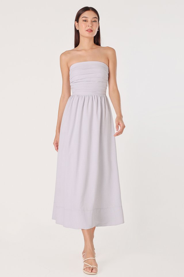 FIONA PADDED TWO-WAY RUCHED THICK HEM MIDAXI DRESS (TARO) 