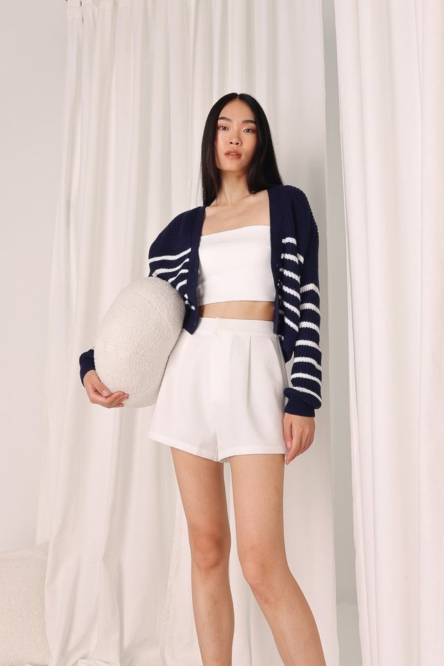 TABITHA BUTTON STRIPED KNIT CARDIGAN (NAVY WITH WHITE STRIPES) 