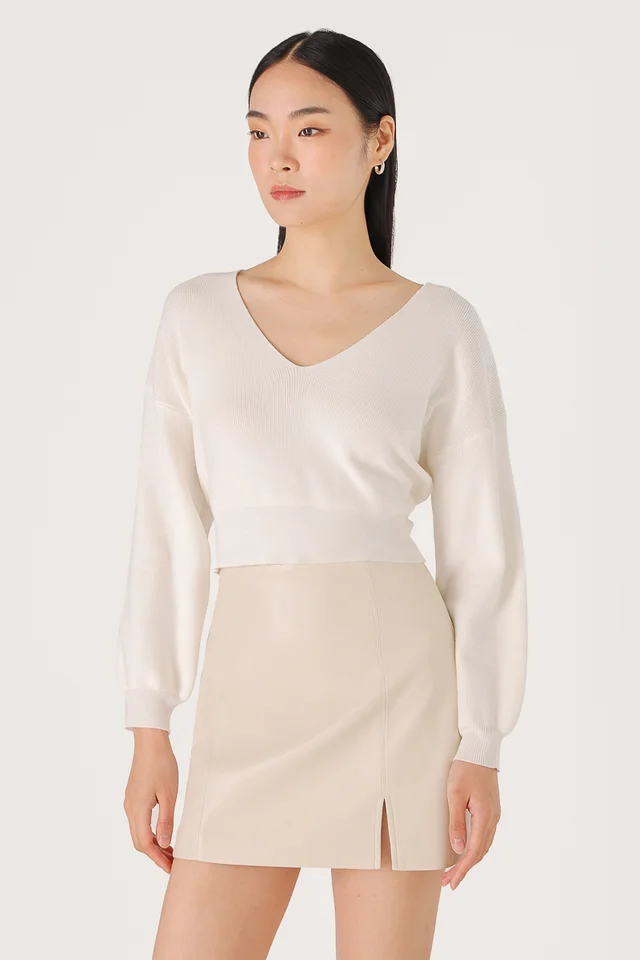 ZENIA SLOUCHY PULLOVER KNIT TOP (OFF-WHITE)
