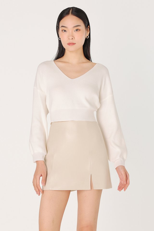 ZENIA SLOUCHY PULLOVER KNIT TOP (OFF-WHITE) 