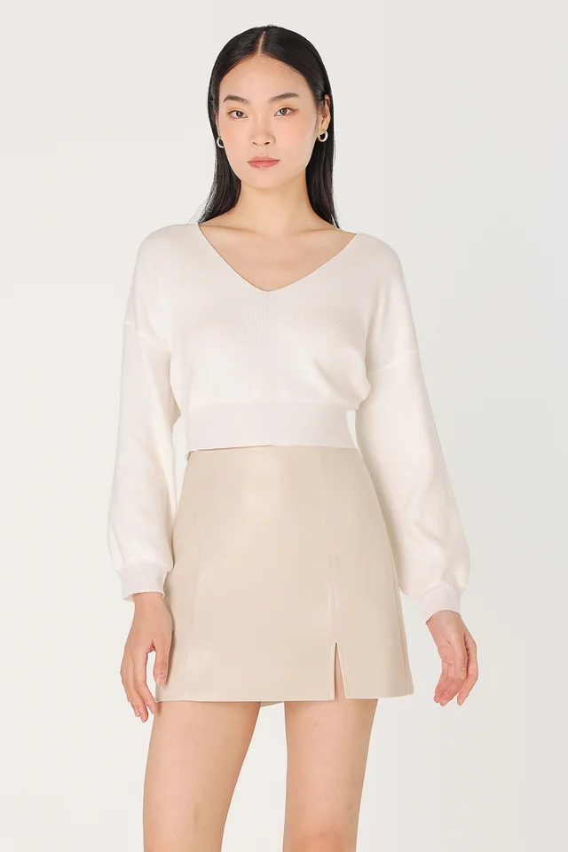 ZENIA SLOUCHY PULLOVER KNIT TOP (OFF-WHITE)