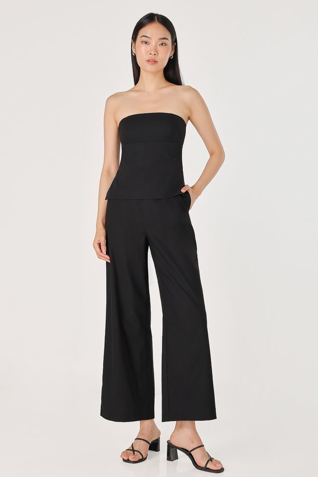 ASTORIA LINEN STRAIGHT LEG PANTS - REGULAR (BLACK)