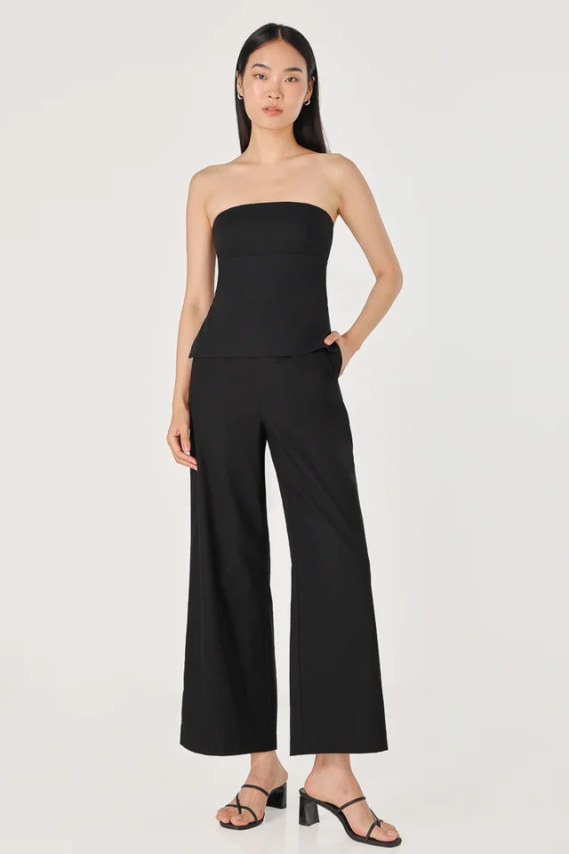 ASTORIA LINEN STRAIGHT LEG PANTS - REGULAR (BLACK)