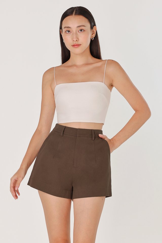 NOVA COTTON THICK HEM SHORTS (COCOA BROWN)