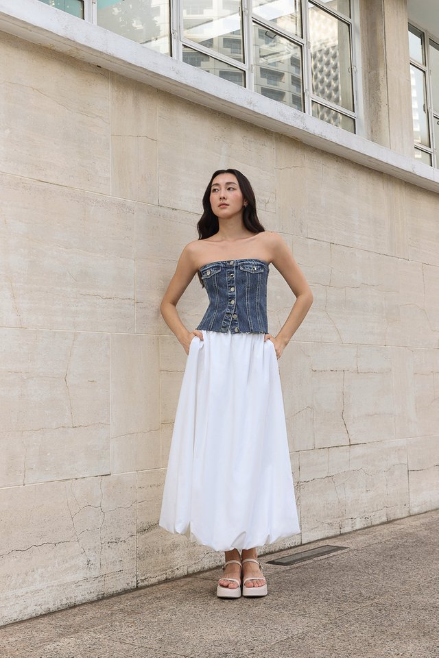 SONIA BUBBLE MAXI SKIRT - PETITE (WHITE)