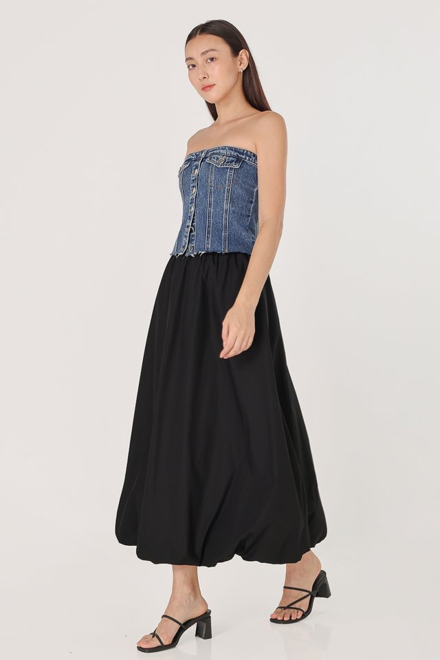 SONIA BUBBLE MAXI SKIRT - REGULAR (BLACK)