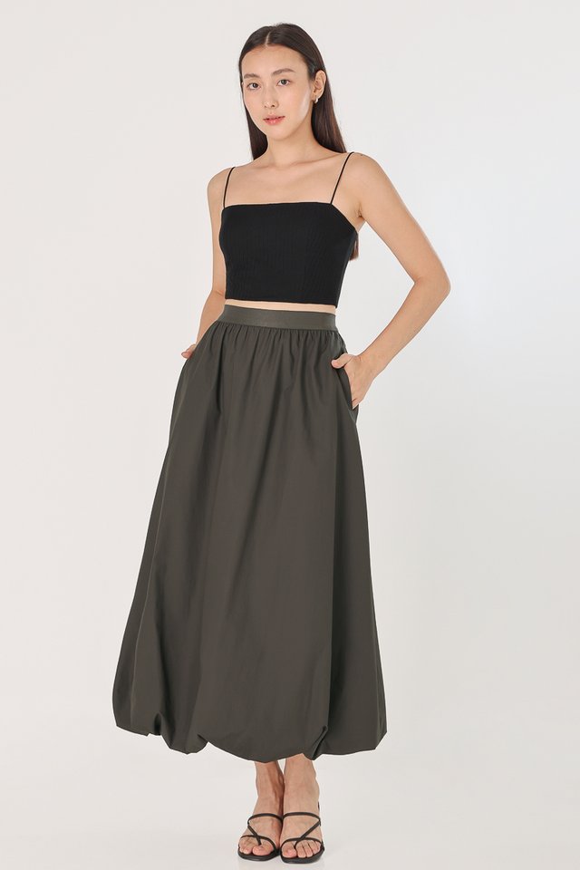 SONIA BUBBLE MAXI SKIRT - REGULAR (OLIVE)