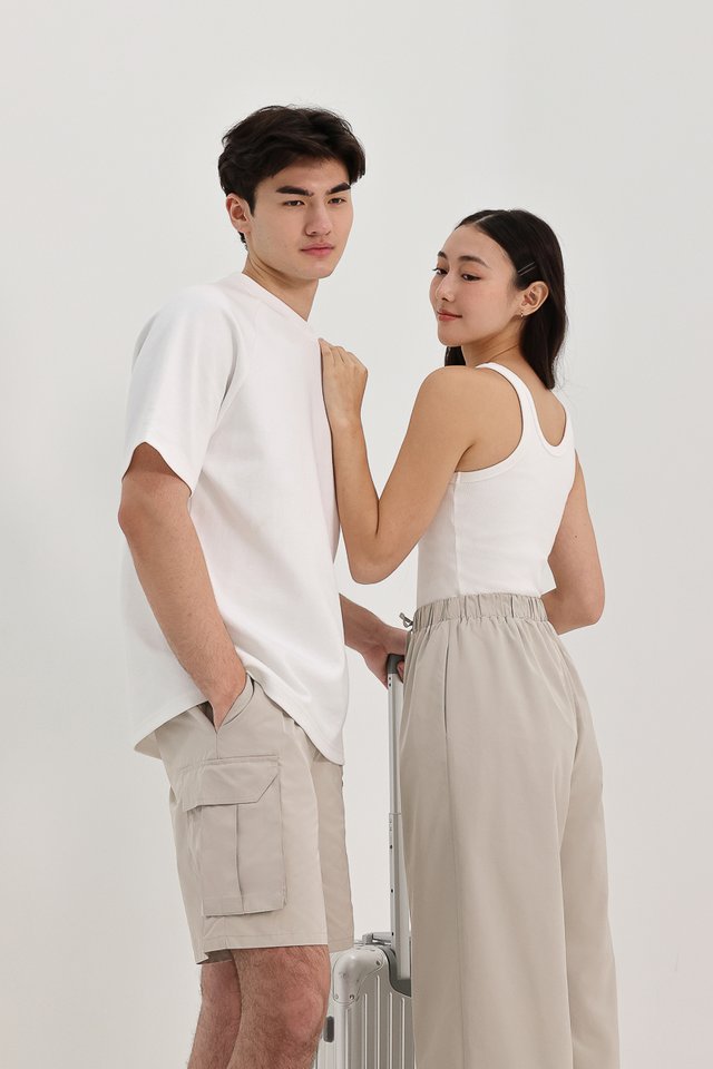 ELI NYLON CARGO POCKET SHORTS (BONE)