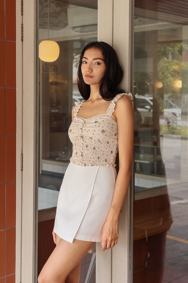 VANIA LINEN ASYMMETRICAL SKORTS (WHITE)