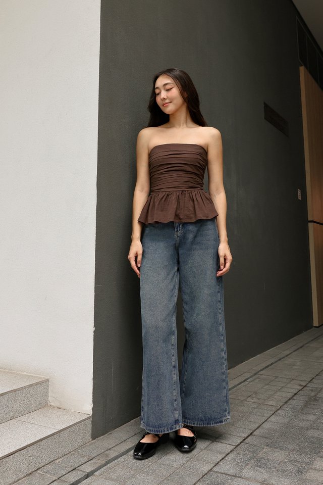  TIMELESS DENIM BAGGY STRAIGHT CUT JEANS - PETITE (DARK WASHED) 