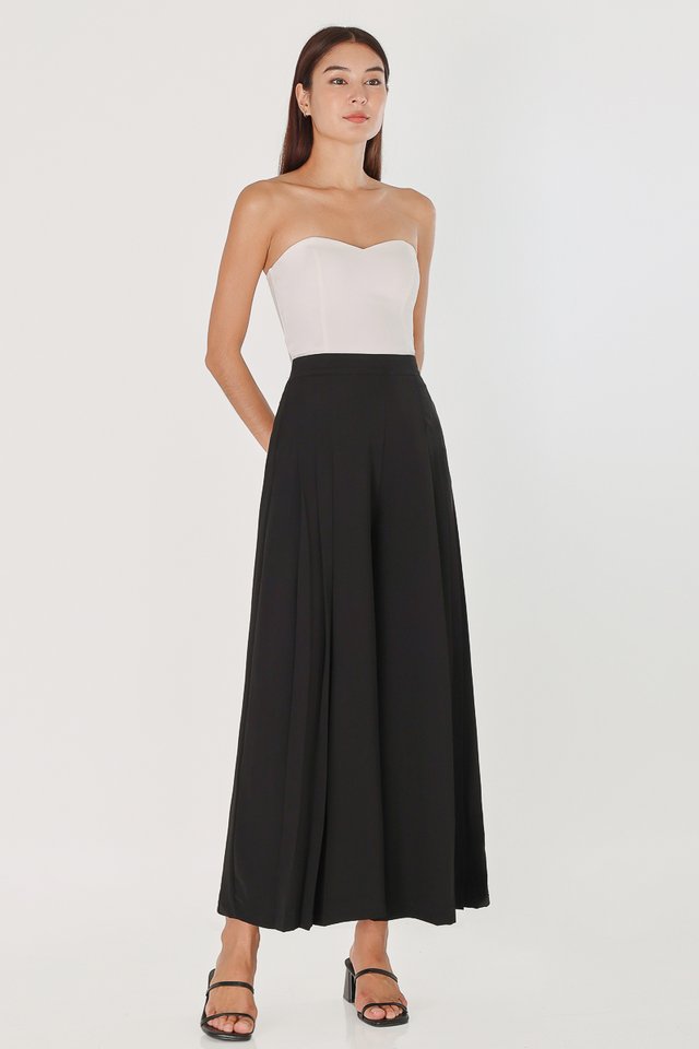 EVANS PLEATED WIDE LEG PANTS (BLACK)