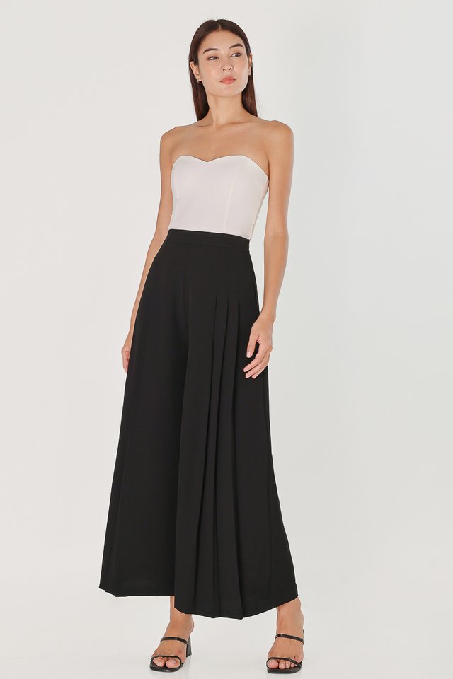 EVANS PLEATED WIDE LEG PANTS (BLACK)