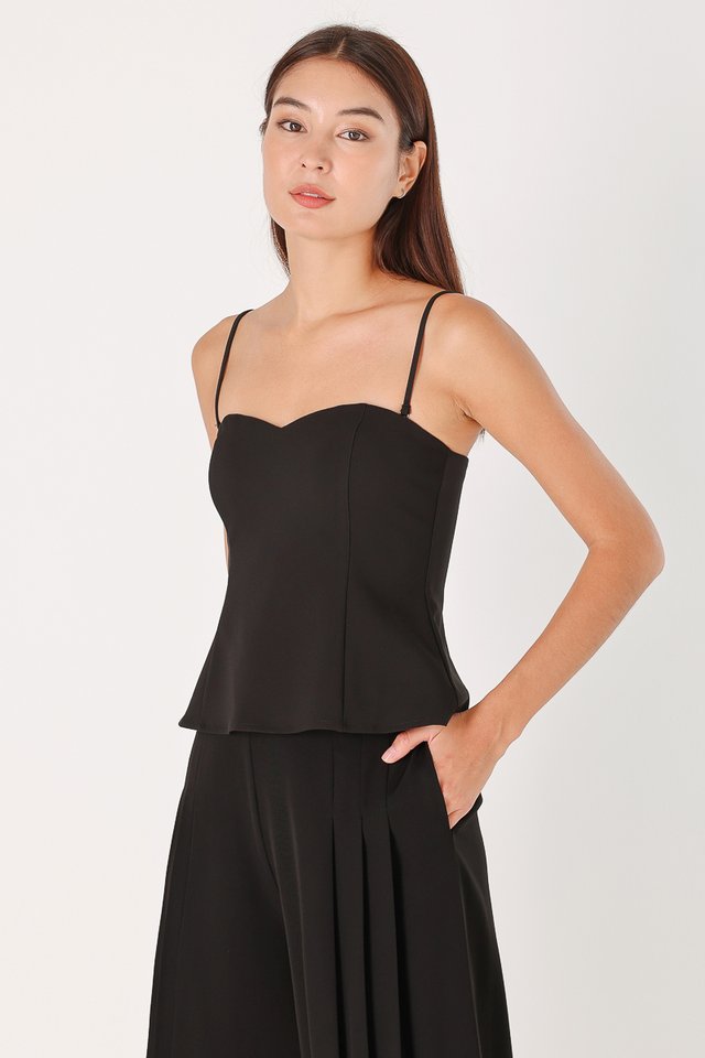 AMBERLYN PADDED SWEETHEART TWO-WAY TOP (BLACK)