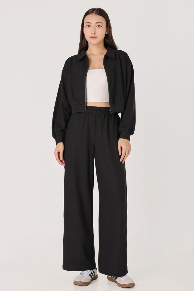 JOSIE WAFFLE KNIT LOUNGE PANTS (BLACK) 