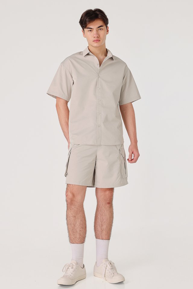 ELI NYLON CARGO POCKET SHORTS (BONE)