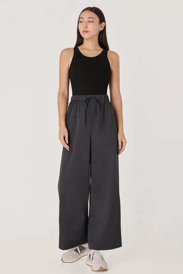EDEN NYLON DRAWSTRING LOUNGE PANTS - REGULAR (GUNMETAL)