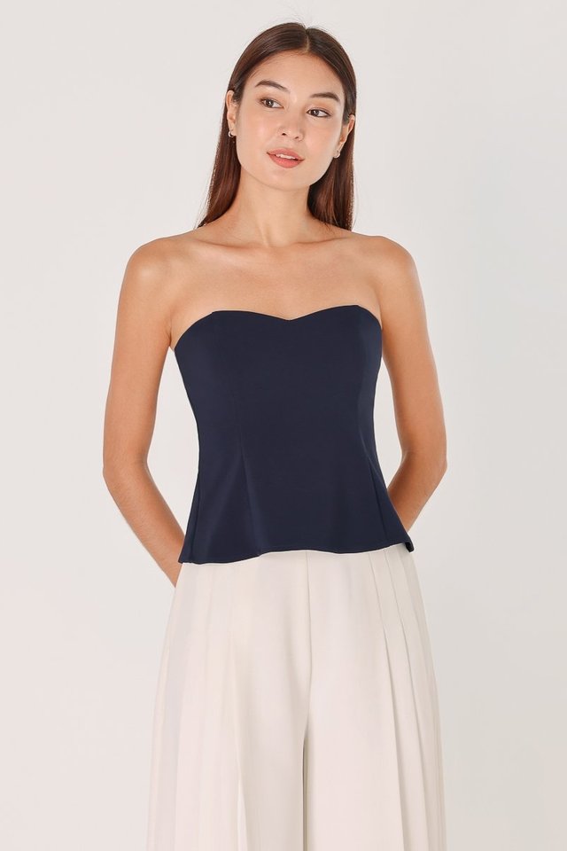 AMBERLYN PADDED SWEETHEART TWO-WAY TOP (NAVY)