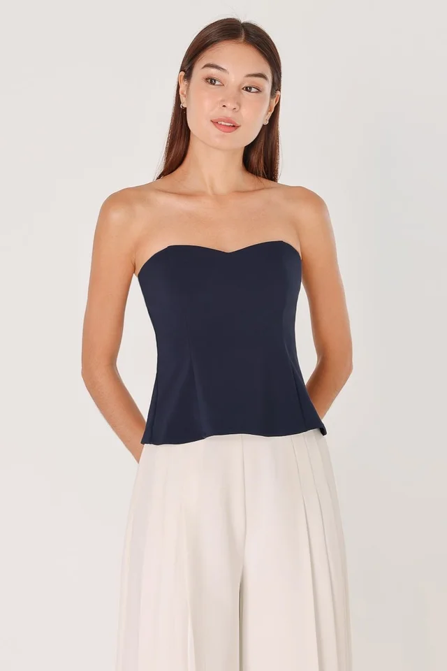AMBERLYN PADDED SWEETHEART TWO-WAY TOP (NAVY)