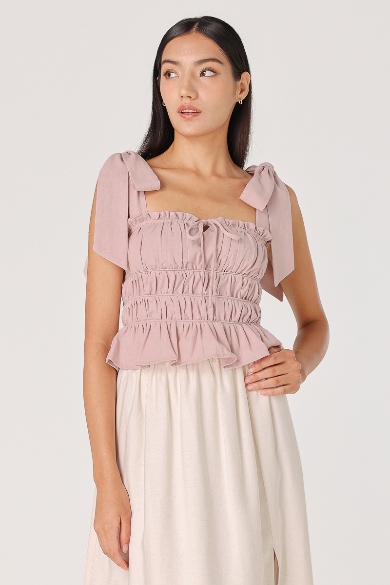 Light Pink Londyn Lyocell Ruched Tube Top
