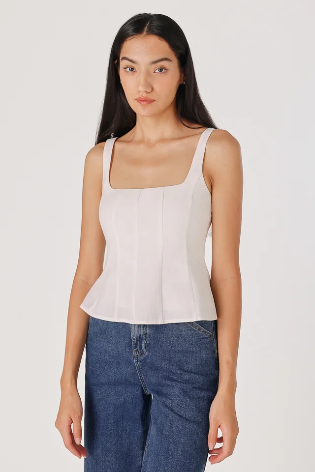 ADENA PADDED PANELLED TOP (WHITE)