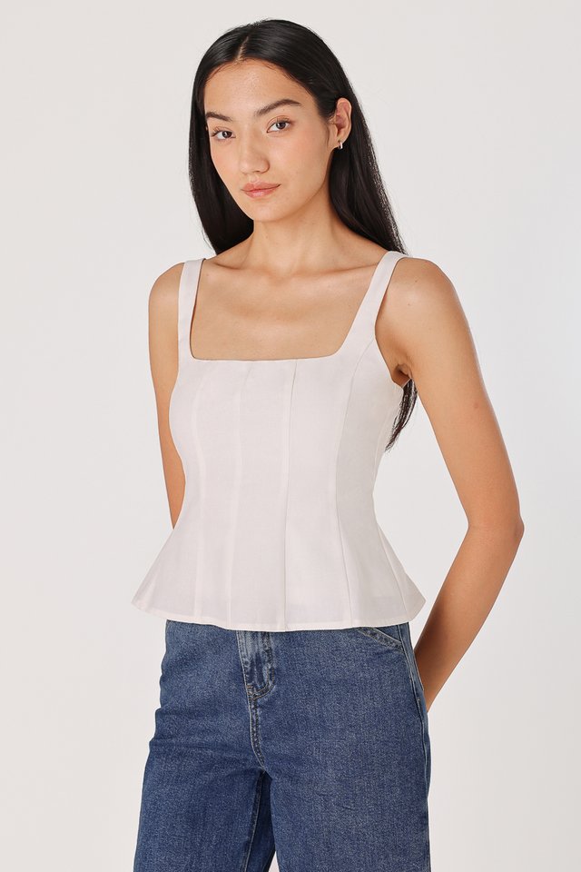 ADENA PADDED PANELLED TOP (WHITE)