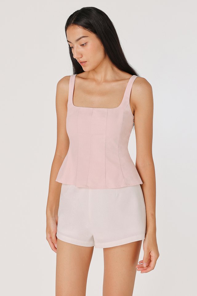 ADENA PADDED PANELLED TOP (PINK)