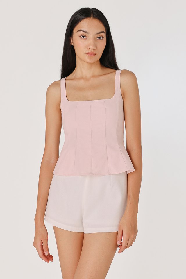 ADENA PADDED PANELLED TOP (PINK)