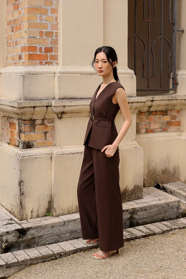 LISA BELTED VEST SET