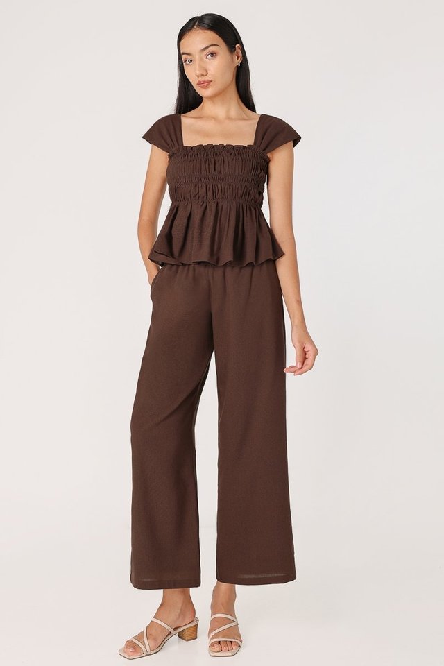 CLARA LINEN EASY STRAIGHT LEG PANTS - REGULAR (ESPRESSO)