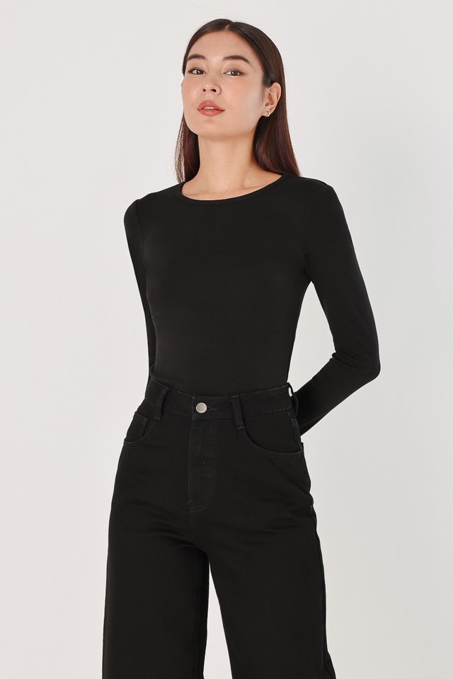 BETHEL PADDED LONG SLEEVE THERMAL TOP (BLACK)