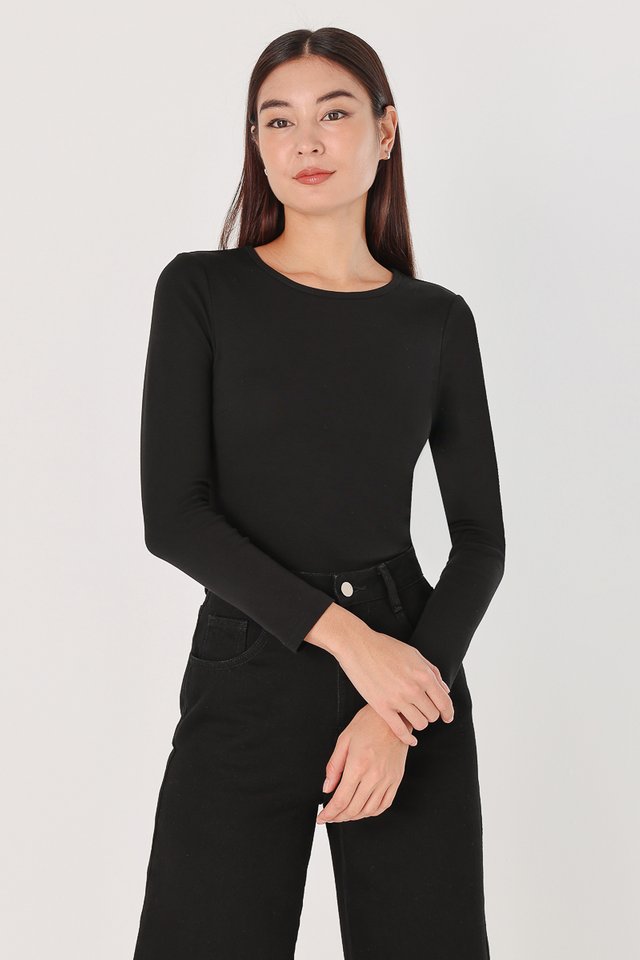 BETHEL PADDED LONG SLEEVE THERMAL TOP (BLACK)