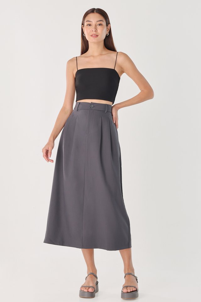 MAEVE A-LINE MIDAXI SKIRT (GUN GREY)