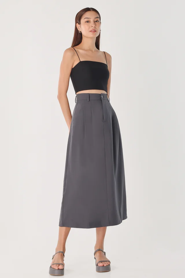 MAEVE A-LINE MIDAXI SKIRT (GUN GREY)